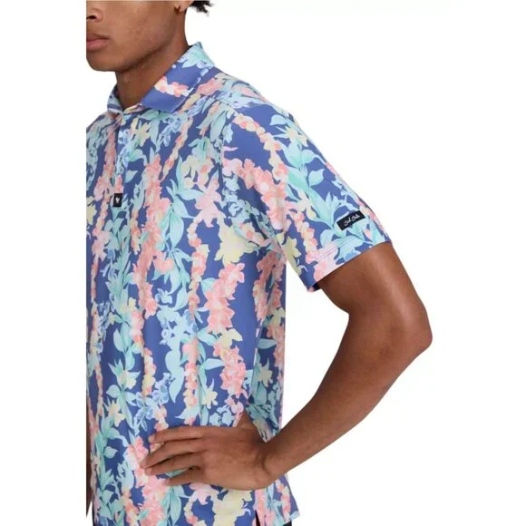 Bad Birdie Men’s Medium Golf Polo Core Lei’d Floral Colorful Tropical New $78 - Picture 2 of 6